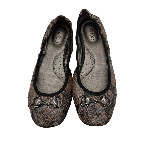Me Too Womens Snake Print Ballet Flats Size 7.5 With Metal Accents - Picture 1 of 11